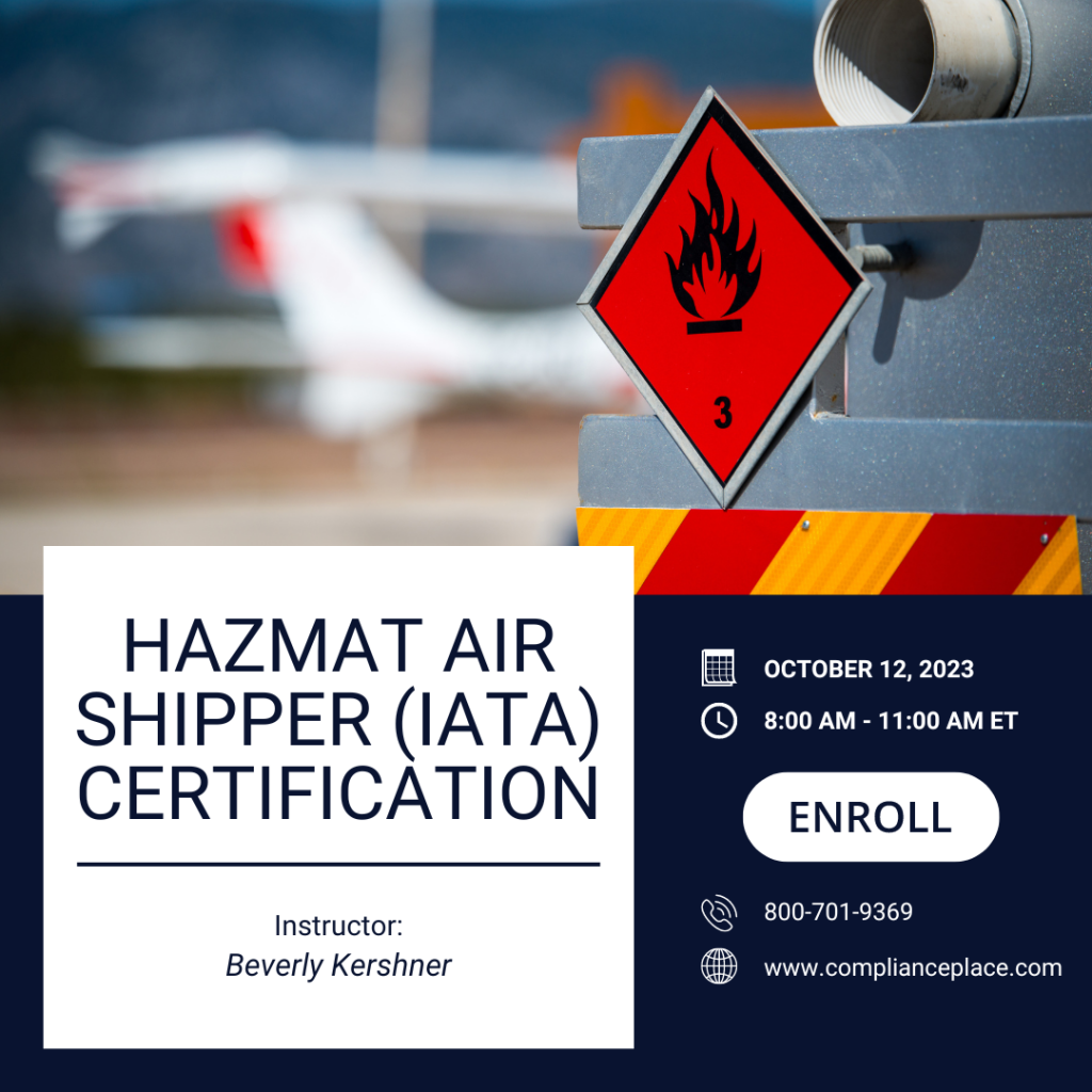 Open Enrollment Hazmat Air Shipper Certification Iata Compliance